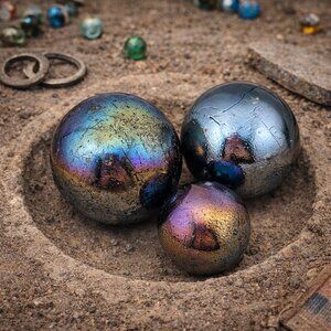 Vintage Oversized Iridescent Marbles Bundle – Jumbo Display Sizes